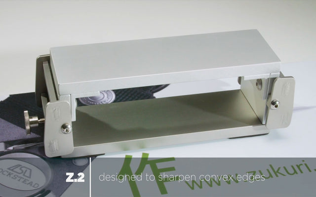 zukuri Z.2.1 Schärfsystem für Messer ermöglicht das Schärfen konvexer Messerklingen; zukuri Z.2.1 Sharpening system for knives enables the sharpening of convex knife blades.