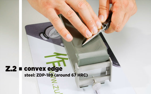 zukuri Z.2.1 Schärfsystem für Messer ermöglicht das Schärfen konvexer Messerklingen; zukuri Z.2.1 Sharpening system for knives enables the sharpening of convex knife blades.